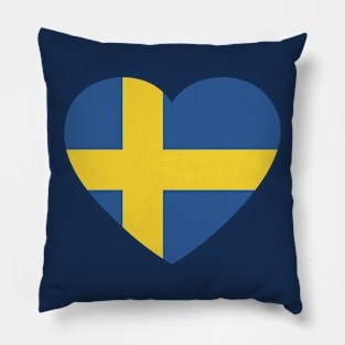 I Love Sweden // Heart-Shaped Swedish Flag Pillow