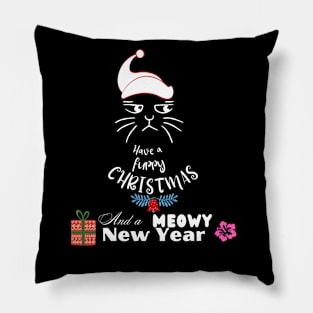 Merry  Santa Cat Christmas Pillow