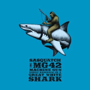 Sasquatch Riding on a Great White Shark T-Shirt