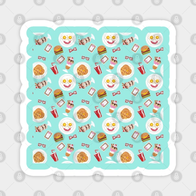 50's Diner Food Pattern Magnet by conshnobre