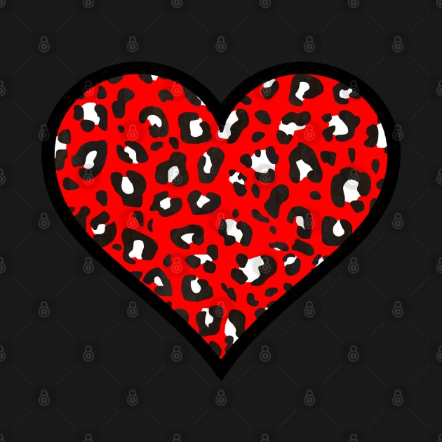 Red, Black and White Leopard Print Heart by bumblefuzzies