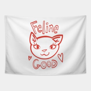 Feline Good Kitty Cat illustration Tapestry