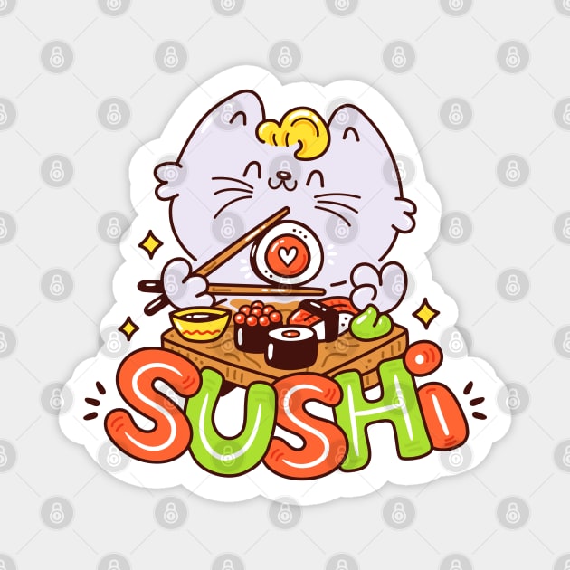 Sushi Cat Yum Magnet by machmigo