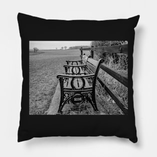 Benches overlooking the countryside in rural Norfolk, UK Pillow