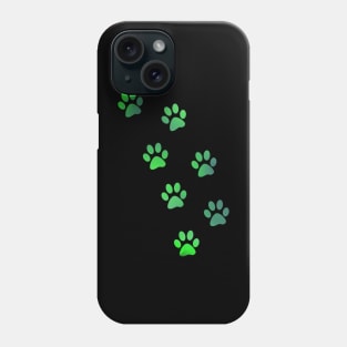 Green Watercolour Paw Prints Phone Case