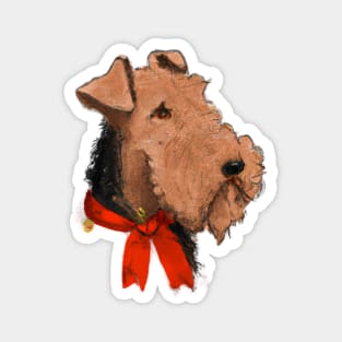 Cute Airedale Terrier Drawing Magnet