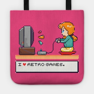 I Love Retro Games Pixel Art Illustration Tote