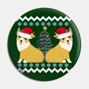 Cute Christmas Corgi Santa Pin