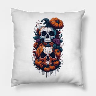 Spooky Skull Pumpkin Stack - Halloween Pillow