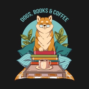 Dogs, books, and coffee T-Shirt