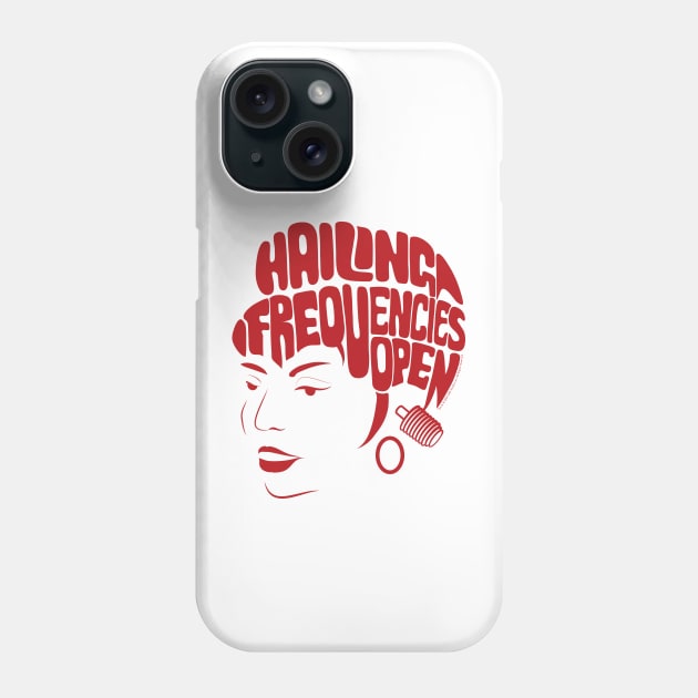 Uhura, Hailing Frequencies Open, Star Trek Original Series, Red Phone Case by Markadesign