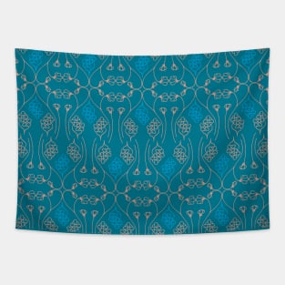 Blue and Pink Floral Pattern Tapestry