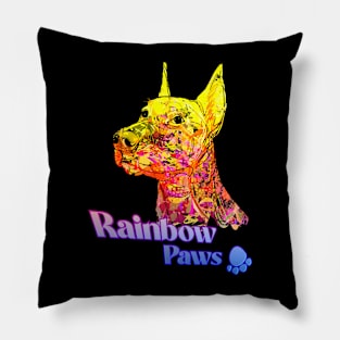 Rainbow paws - multicolor dog red Pillow