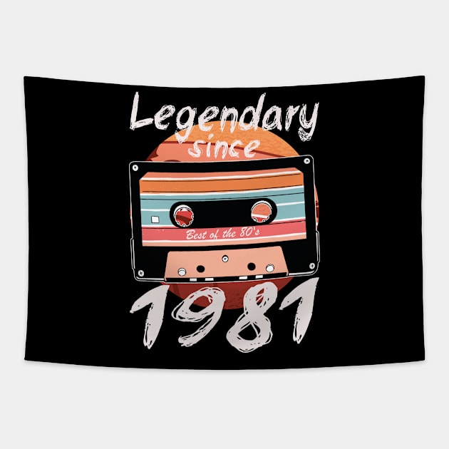 Legendary Since 1981 Vintage 40th Birthday 40 Years Tapestry by auviba-design