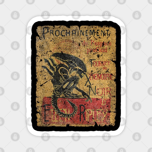 Tournee du xenomorphe noir - Vintage Design Magnet by Psychocinematic Podcast