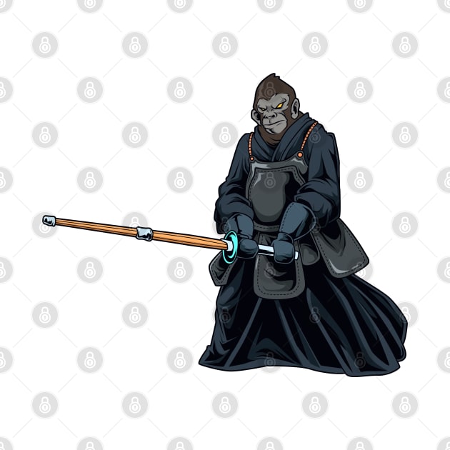 Cartoon ape doing Kendo by Modern Medieval Design