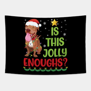 Pitbull Dog Light Merry Chritsmas Day Is This Jolly Enough Tapestry