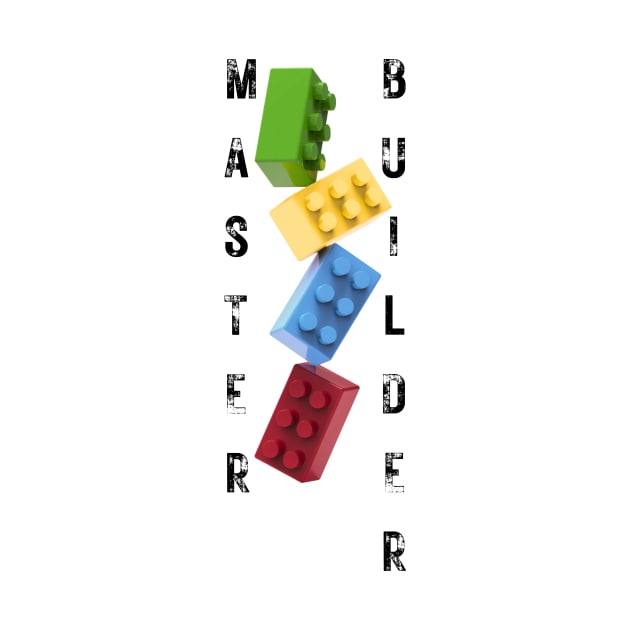 Master Builder Lego Brick Colorful Design White by Pastel Potato Shop