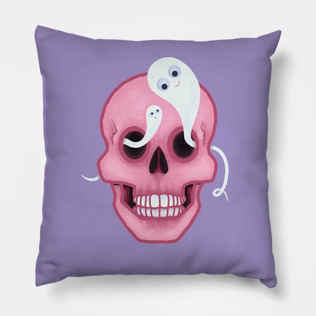 Pastel Goth Funny Skull Pillow by Boriana Giormova