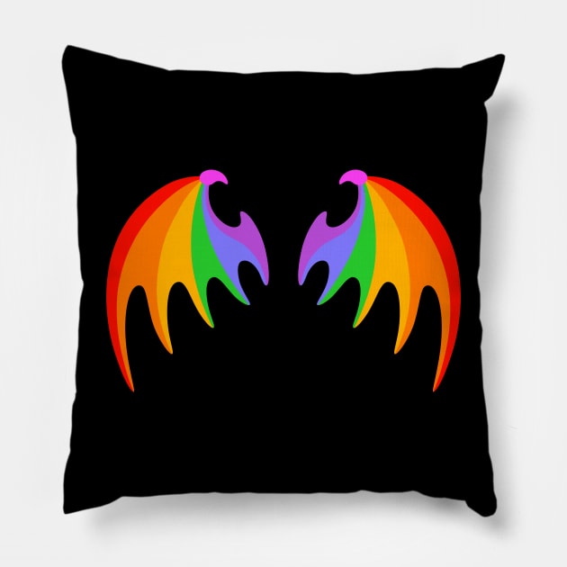 BACK PRINT - Rainbow Dragon Bat Wings Pillow by dreambeast.co