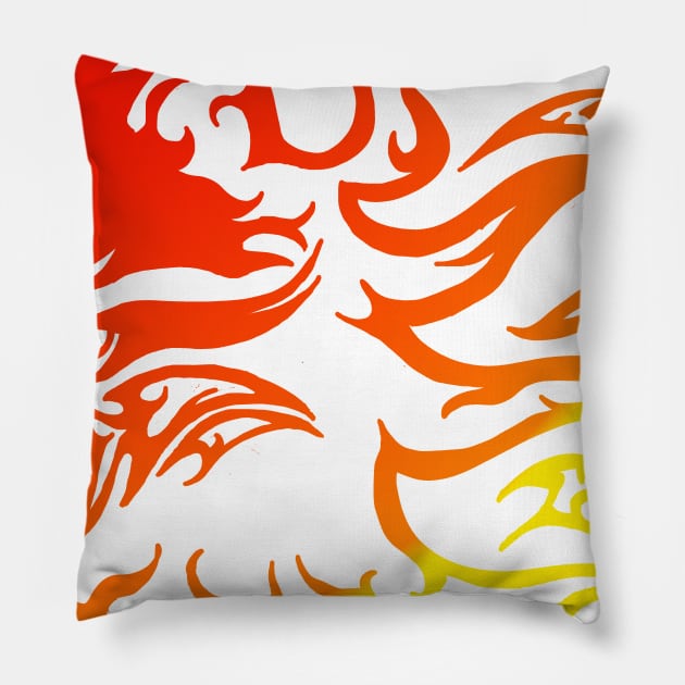 wolf tribal flame Pillow by hamadani