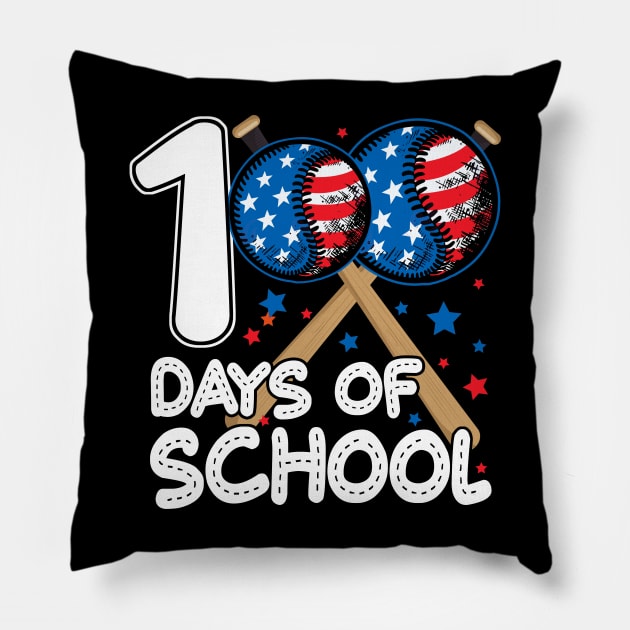 100 Days of School Baseball Lovers Student Teacher Men Women Pillow by Gendon Design