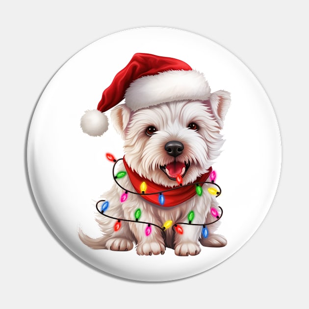 Christmas West Highland White Terrier Pin by Chromatic Fusion Studio