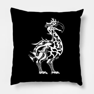 gastornis dinosaur bird in ecopop totonac tribal pattern art in dark Pillow