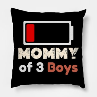 Mom of 3 Boys Shirt Gift from Son Mothers Day 2024 Birthday Women Pillow