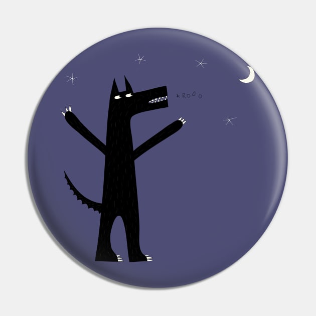 Arooo! Wolf Anthropomorphic Art Pin by NicSquirrell