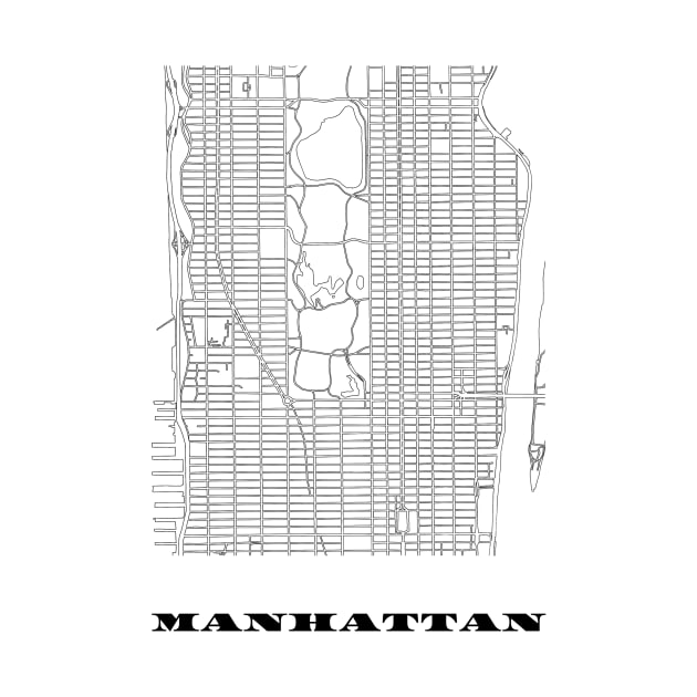 Map of Manhattan, NYC Minimalist Line Drawing by SKANDIMAP