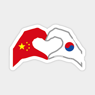 We Heart China & Korea Patriot Flag Series Magnet