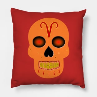 Star Sign Skull Aries Pillow