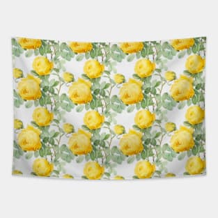 yellow vintage roses print (large) Tapestry