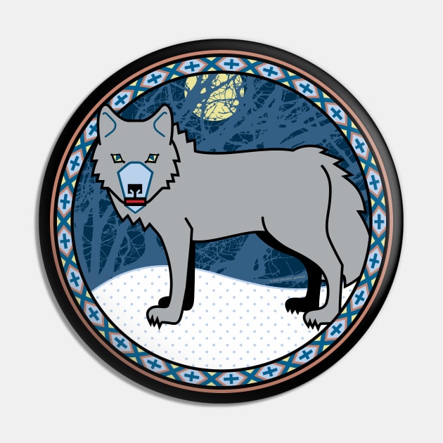 Cunning Gray Lone Wolf Pin by Mindscaping