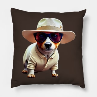 The High Life: Billionaire Dachshund in a White Fedora Tee Pillow