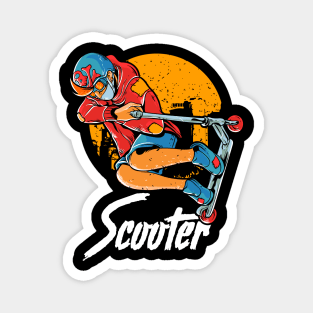 Cute & Funny Scooter Kid Riding Tricks Magnet