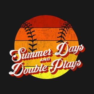 70s Style Retro Baseball Summer Days and Double Plays design graphic T-Shirt