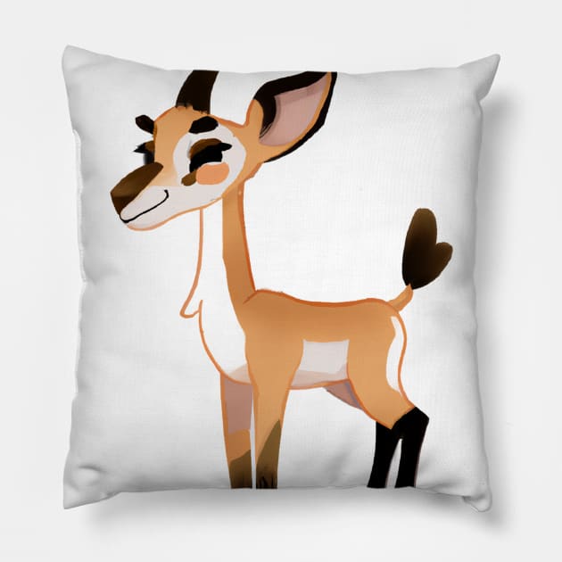 Cute Antelope Drawing Pillow by Play Zoo