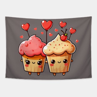 Valentines day kawaii cupcakes in love Tapestry