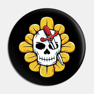 Skull flower and knife Pin