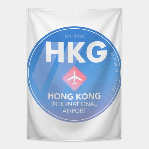 HKG Hong Kong airport round sticker Tapestry by Woohoo