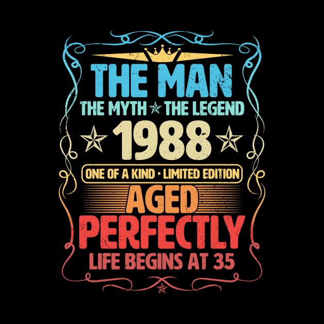 The Man 1988 Aged Perfectly Life Begins At 35th Birthday by Foshaylavona.Artwork