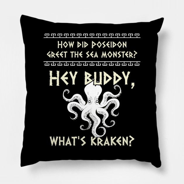 Poseidon and Ancient Greek Mythology Monster History Nerd Pillow by Riffize