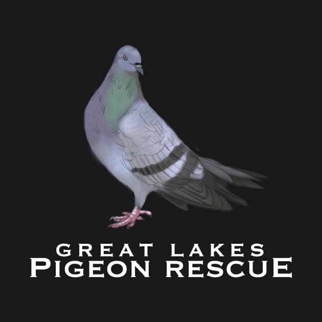 Great Lakes Pigeon Rescue Mascot - White Letters by Great Lakes Pigeon Rescue