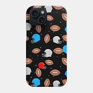 American Football - Helmet & Ball Seamless Pattern - Black Background Phone Case