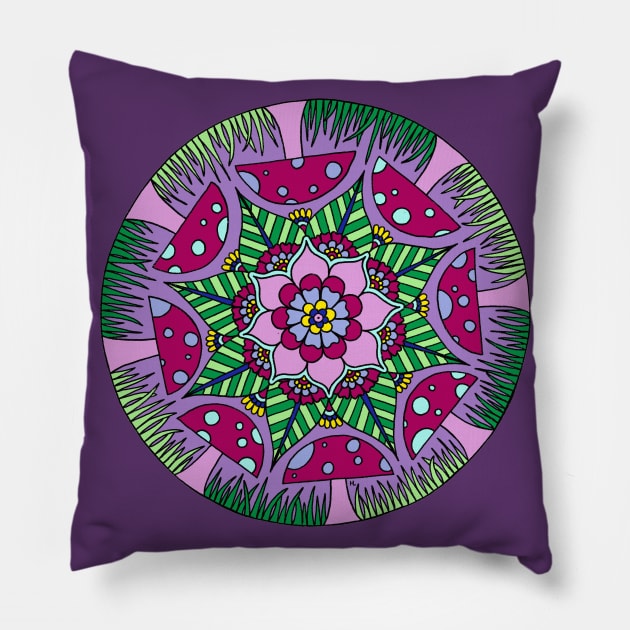 Mushroom Mandala Pillow by HLeslie Design