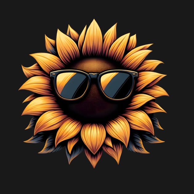 Sunflower with shades T-Shirt Hoodie Sticker Mug Tote Gift etc. by ArtfulDupsy