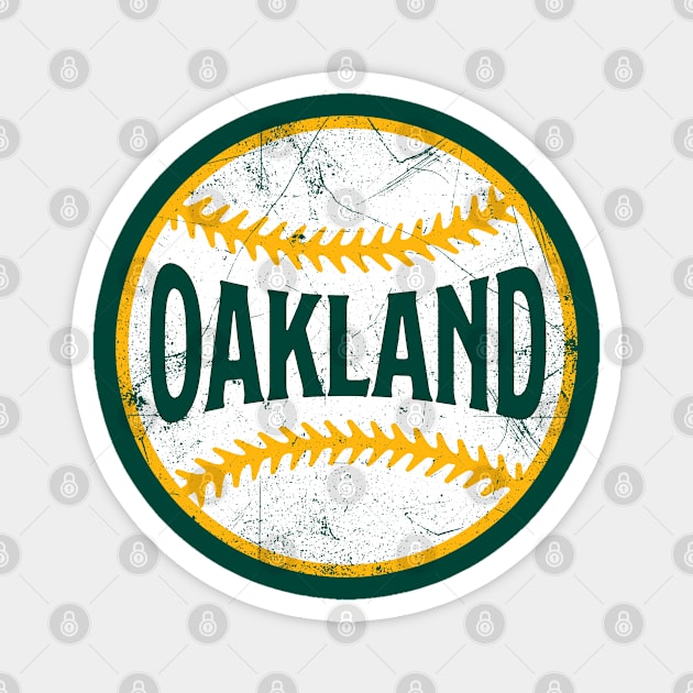 Oakland Retro Baseball - Green Magnet by KFig21