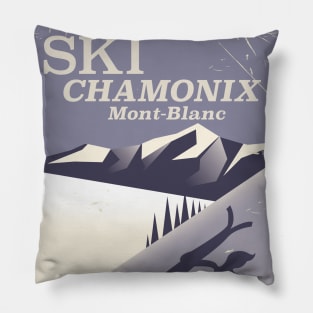 Ski Chamonix Mont Blanc Ski poster Pillow